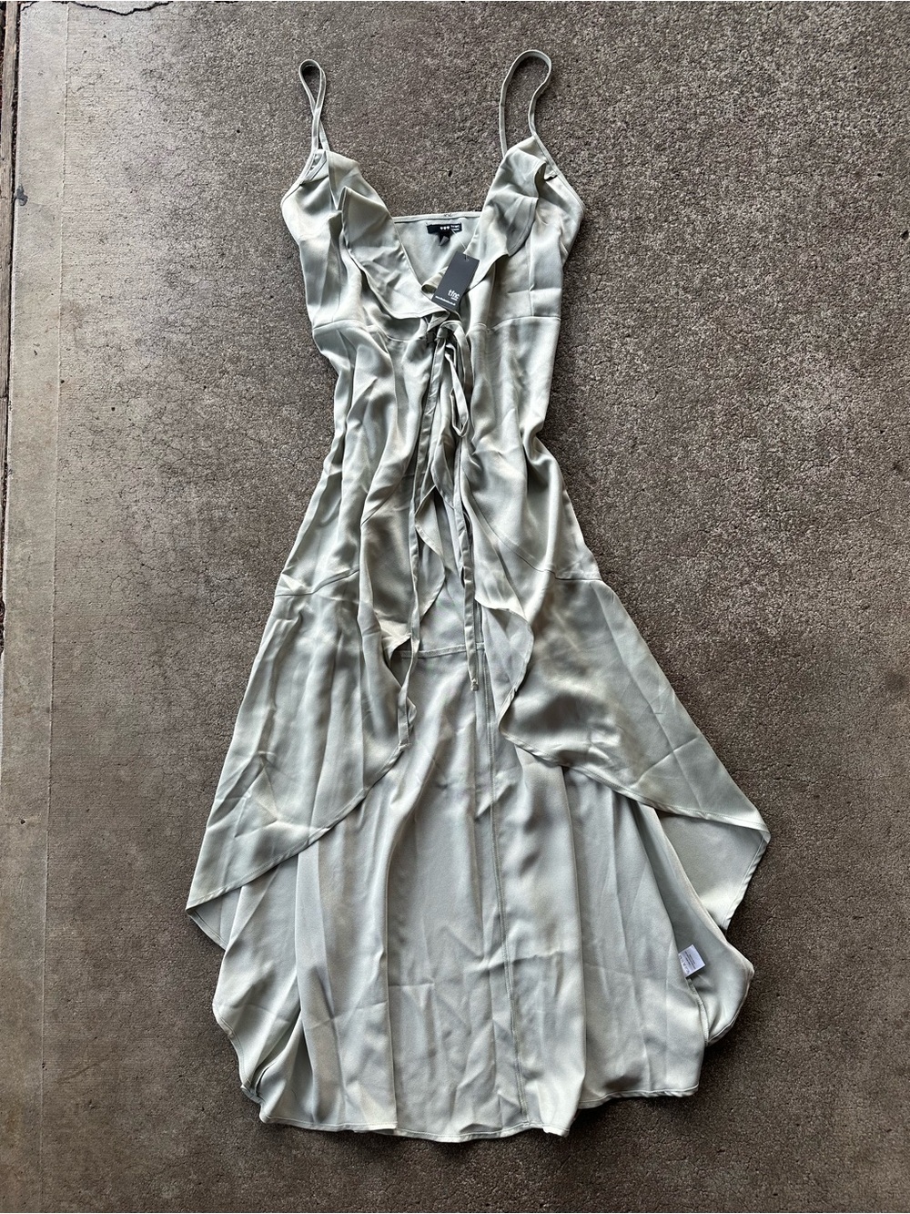 TFNC London Nina Maxi Satin Dress in Sage Green